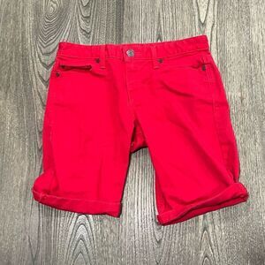 Calvin Klein Jeans Bermuda City Classic Shorts Mid Rise Denim Red Size 27/4